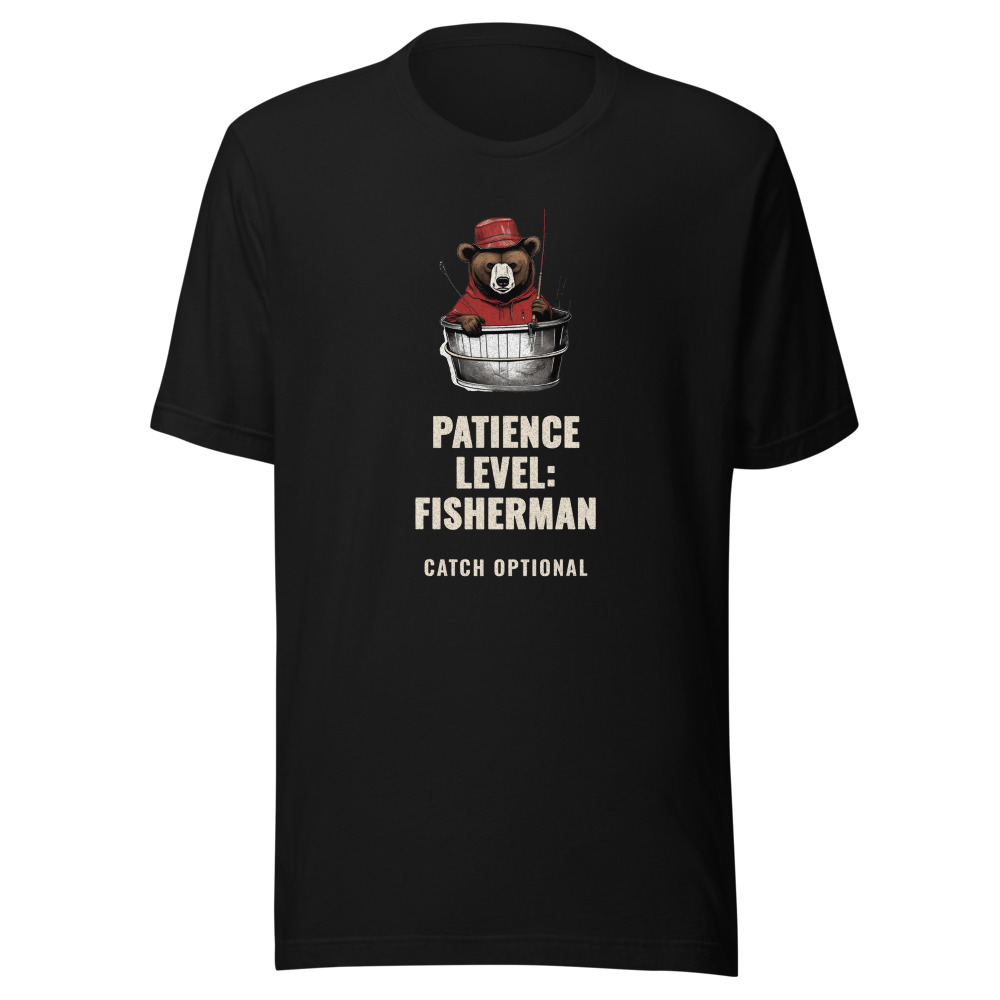 Patience Level Fisherman Bear T-Shirt