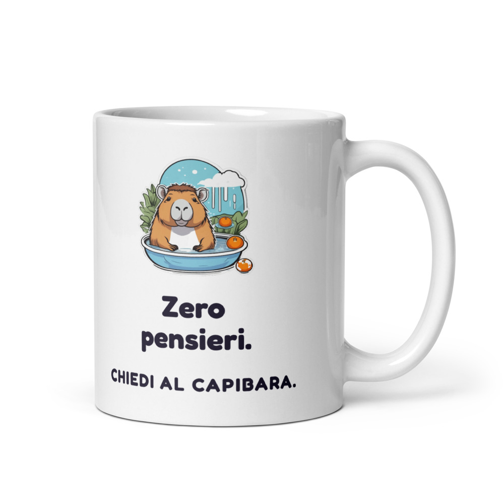 Tazza Zero pensieri. Chiedi al capibara.