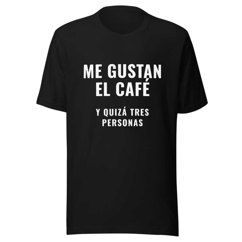 Camiseta me gustan el café y quizá tres personas