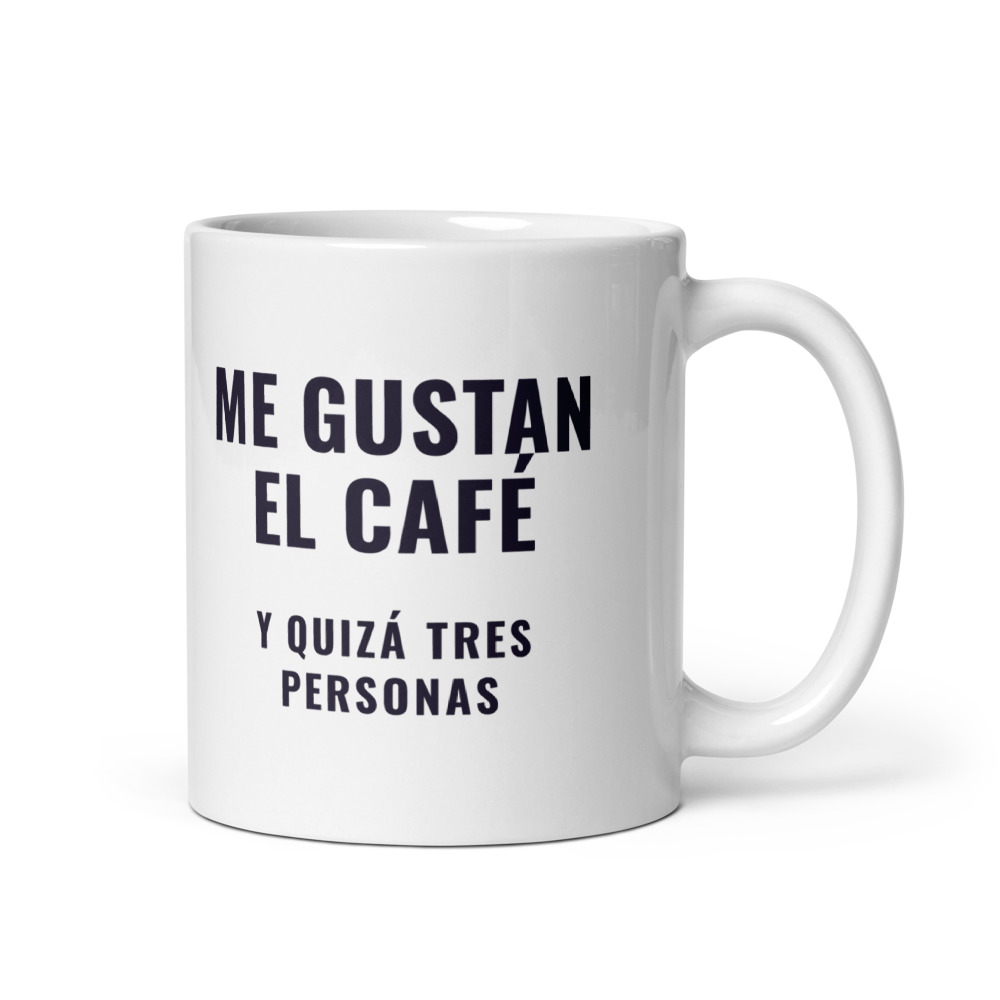 Taza Me gustan el café y quizá tres personas