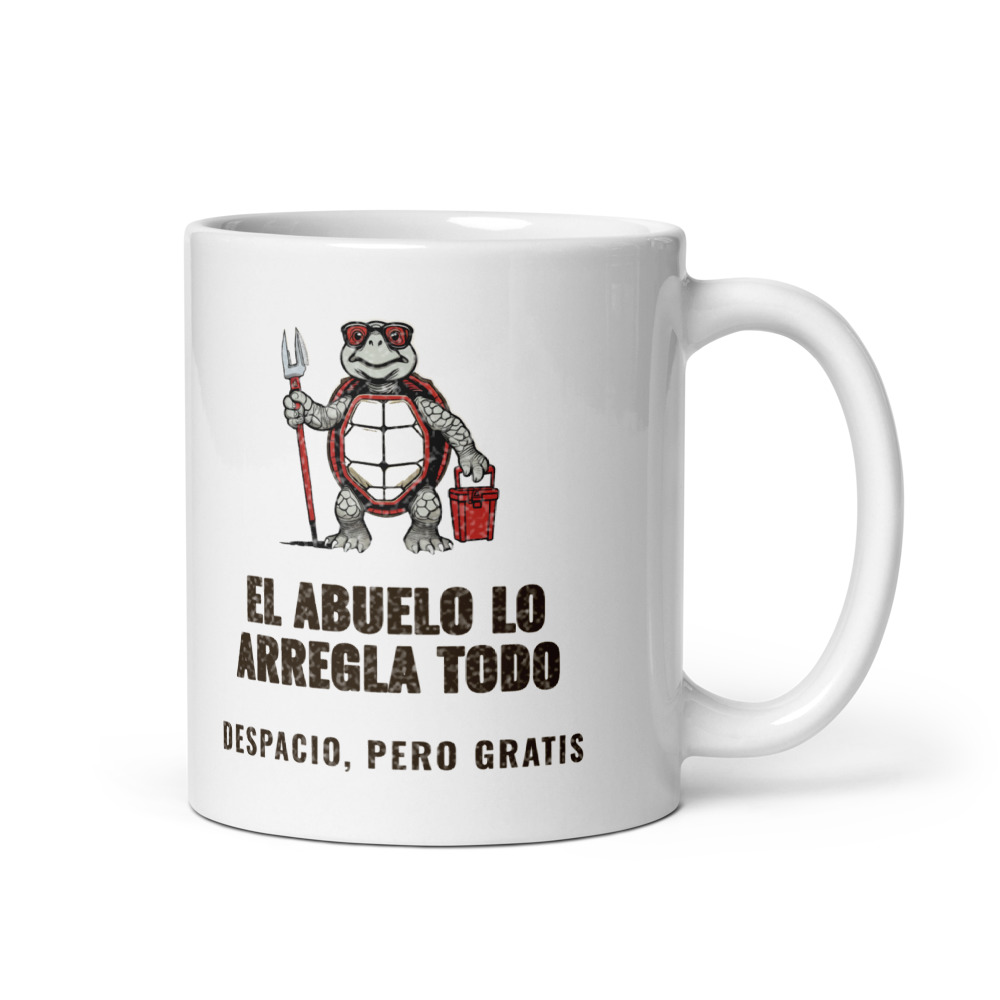Taza El abuelo lo arregla todo Despacio, pero gratis