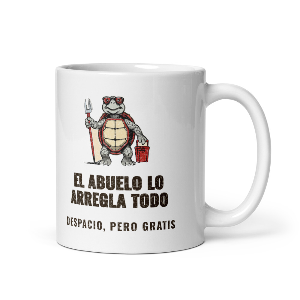 Taza El abuelo lo arregla todo Despacio, pero gratis
