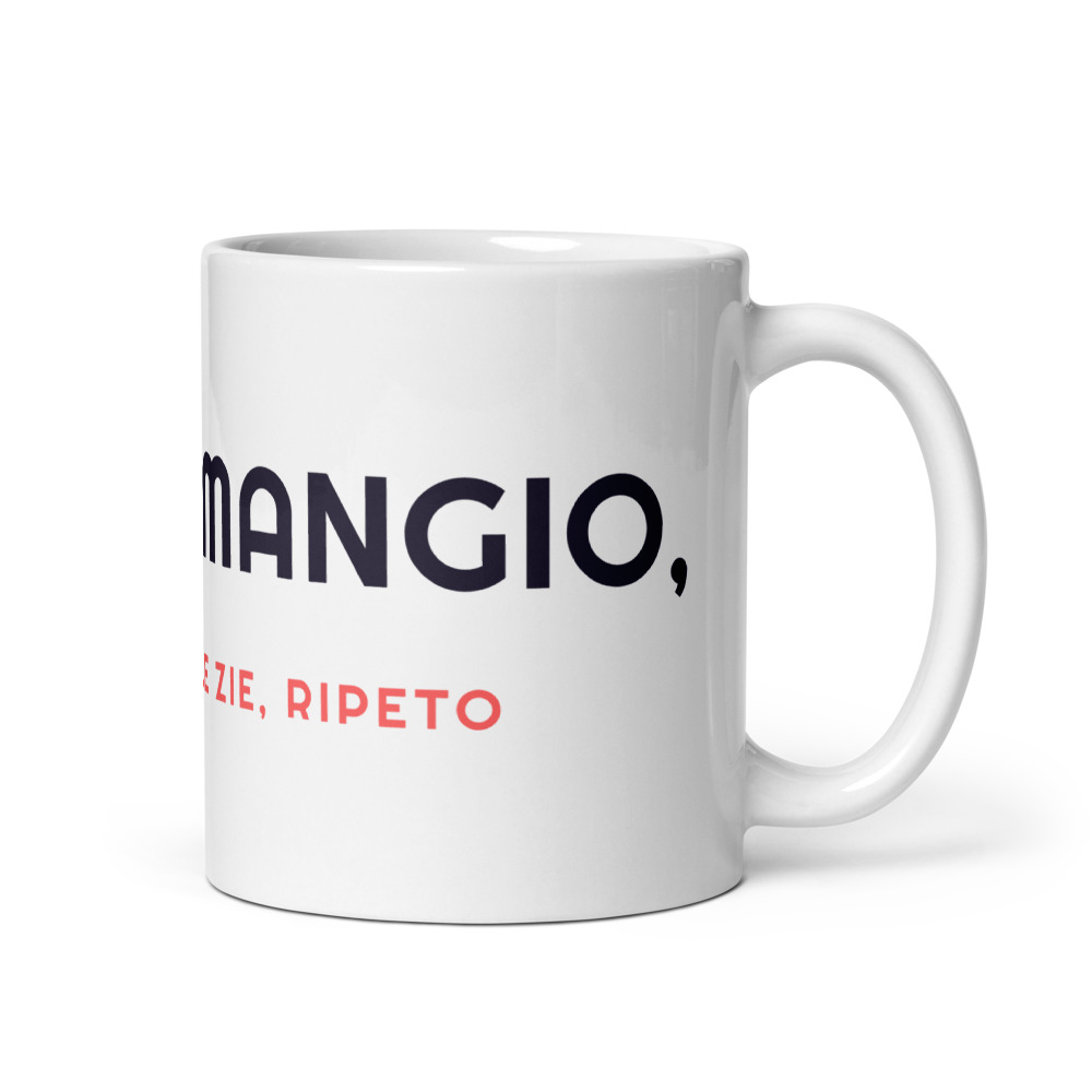 Tazza Natale: mangio, rispondo alle zie, ripeto