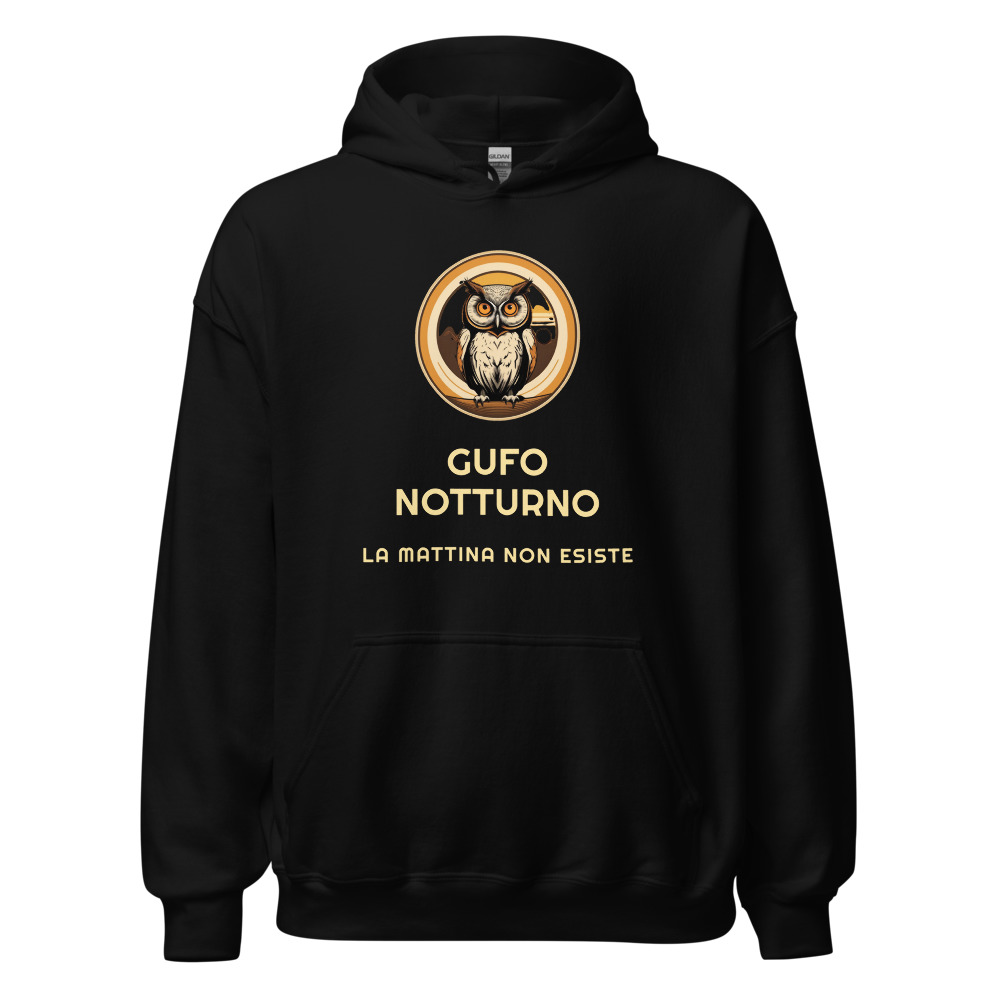 Felpa con cappuccio Gufo notturno La mattina non esiste