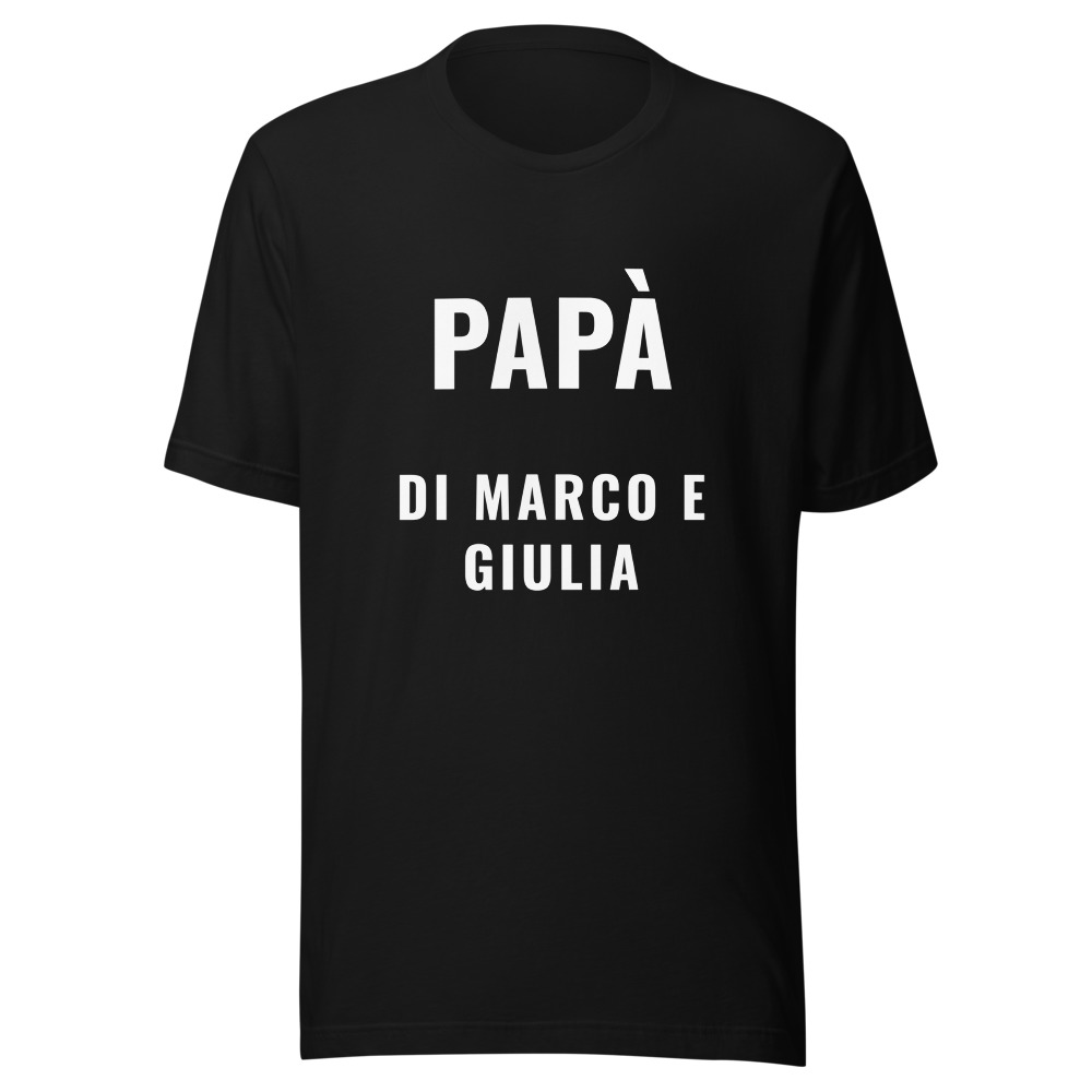 Maglietta papà personalizzata con i nomi dei figli