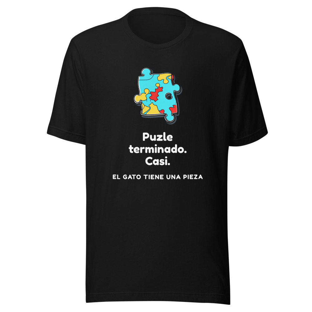 Camiseta Puzle terminado casi, el gato tiene una pieza