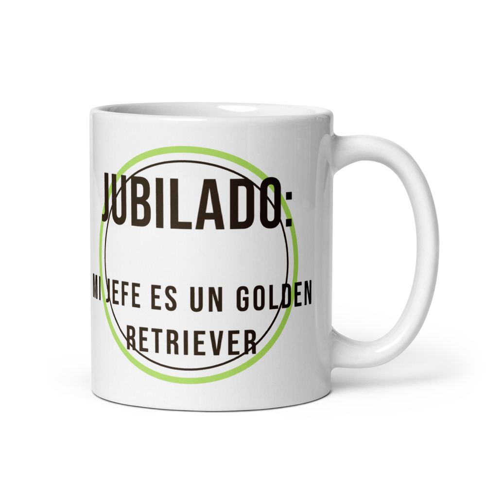Taza Jubilado: mi jefe es un golden retriever