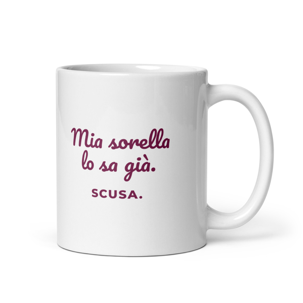 Tazza Mia sorella lo sa già. Scusa.