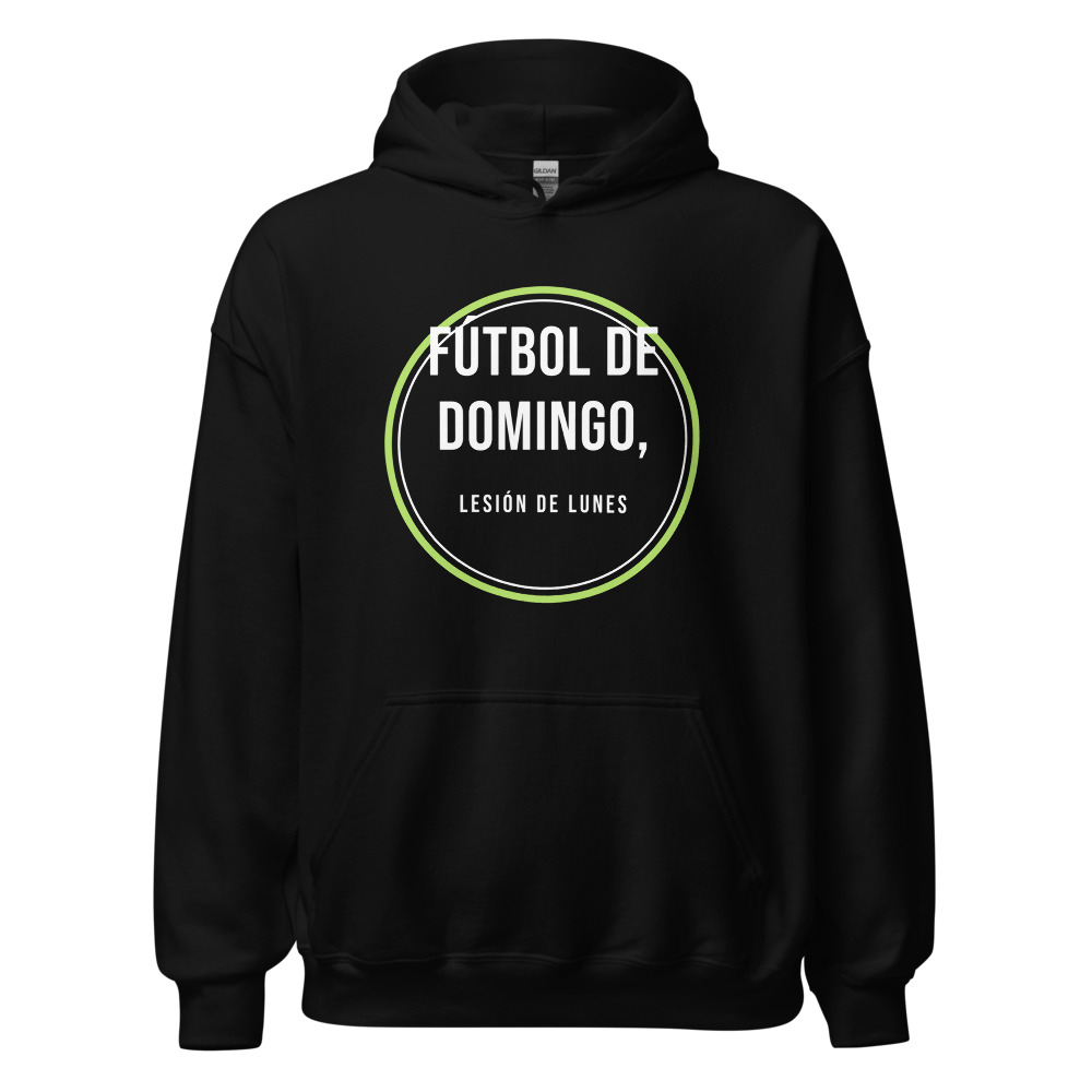 Sudadera con capucha Fútbol de domingo, lesión de lunes