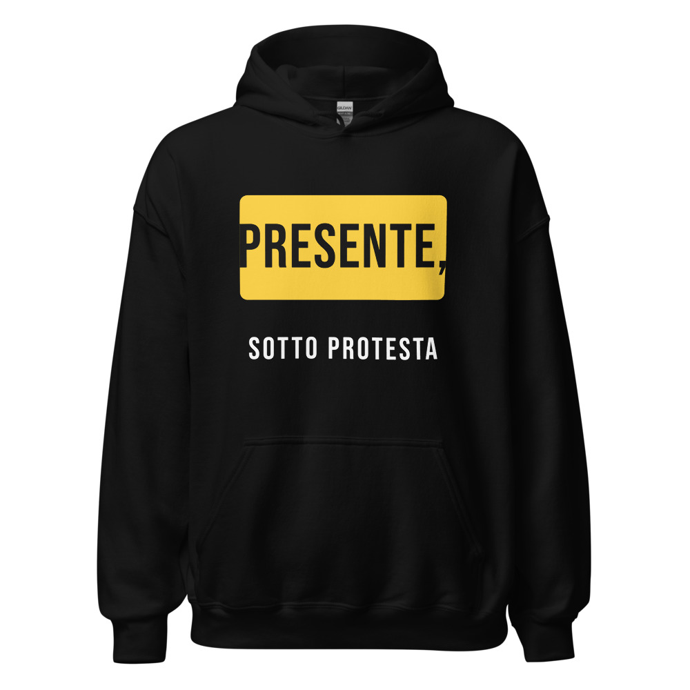 Felpa con cappuccio Presente, sotto protesta